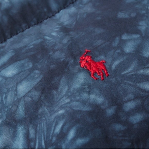 POLO RL Mens XXL Down Puffer Jacket & Vest Tie Dye Navy Blue New NWT Convertible - Picture 8 of 8